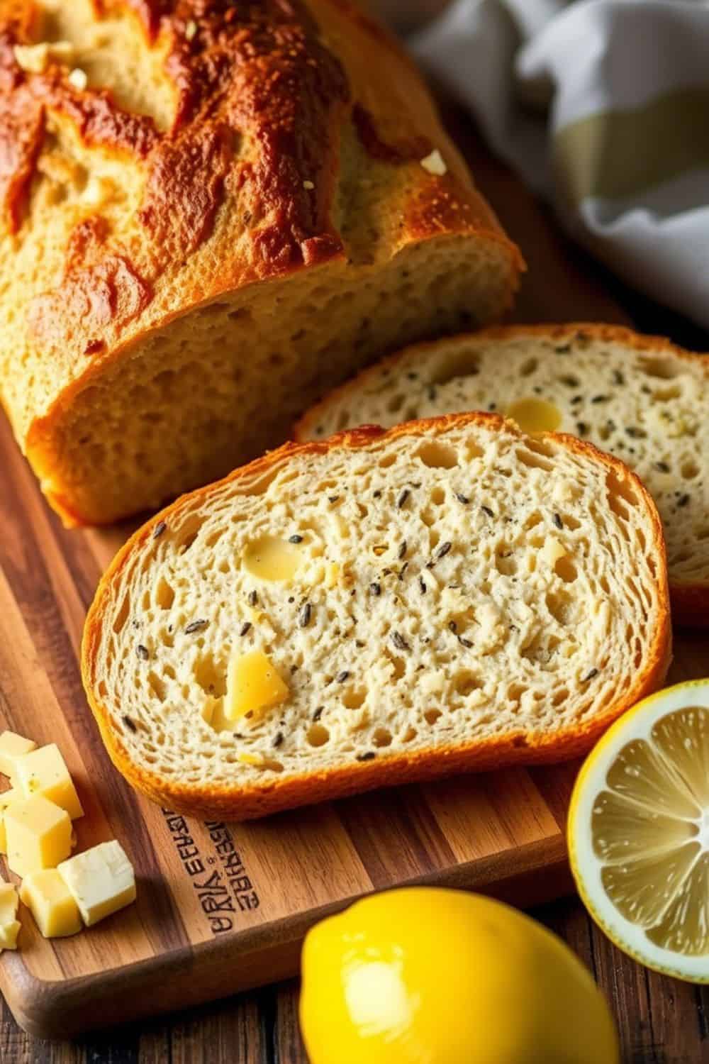 Lemon Poppyseed Sourdough with Cheddar and Black Pepper