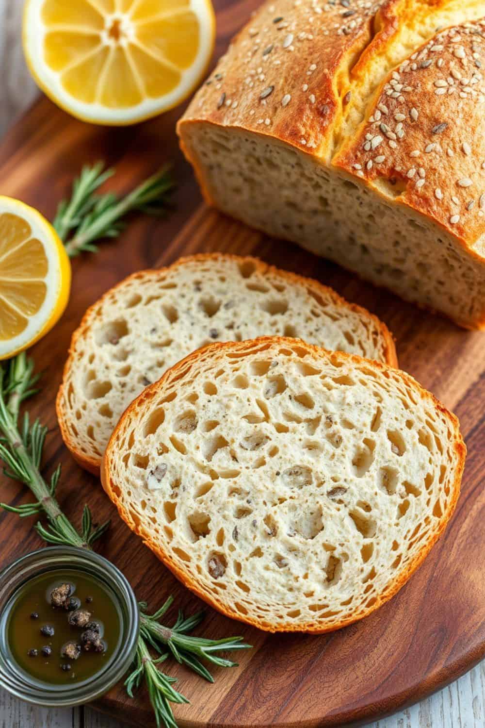 Lemon Poppyseed Sourdough with Fresh Rosemary and Garlic