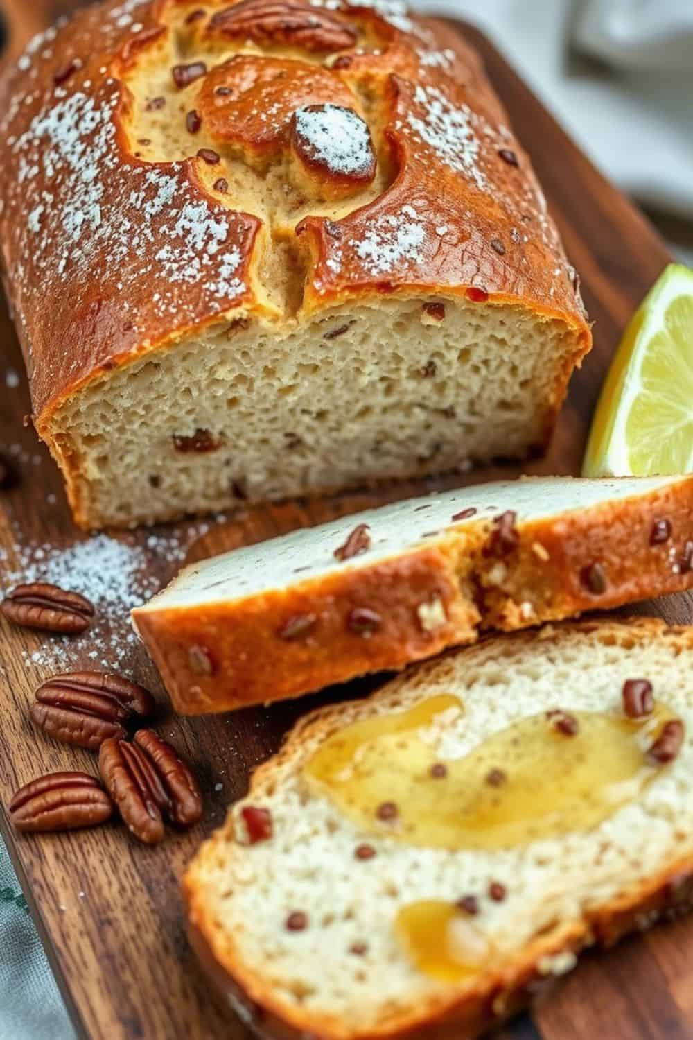 Lemon Poppyseed Sourdough with Maple Syrup and Pecans