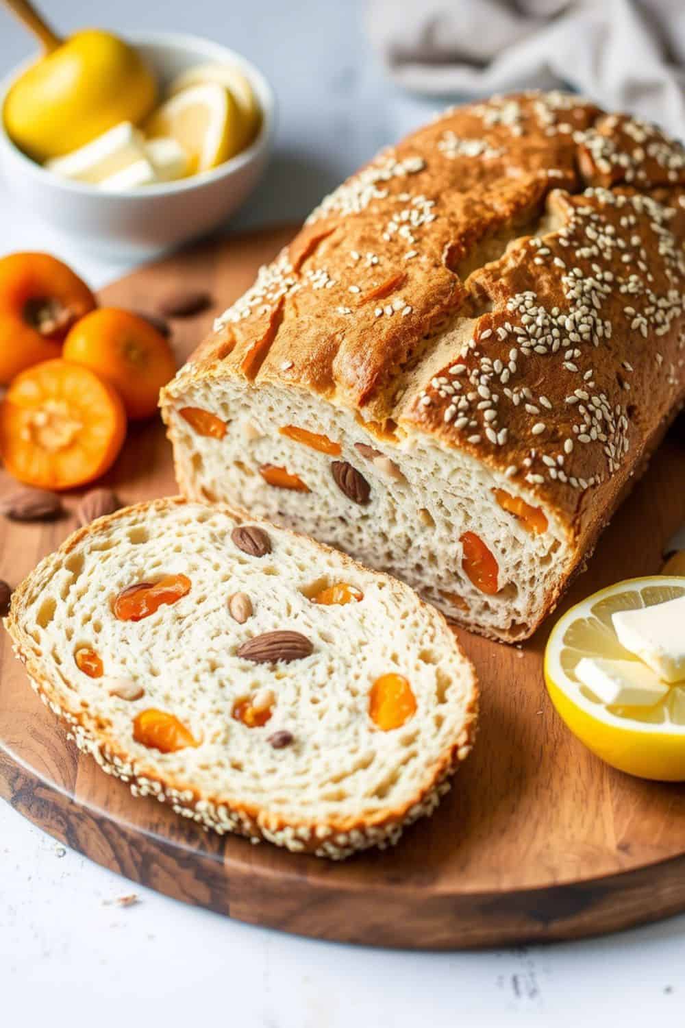 Lemon Poppyseed Sourdough with Dried Apricots and Almonds
