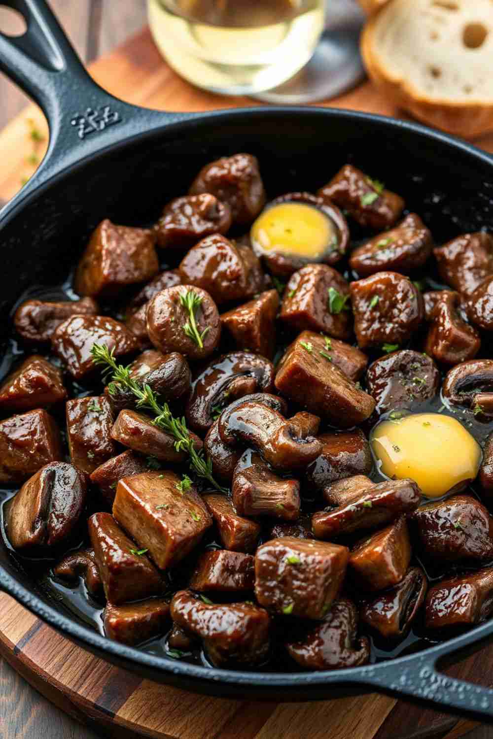 Beef and Wild Mushroom Skillet with Garlic Butter and Thyme