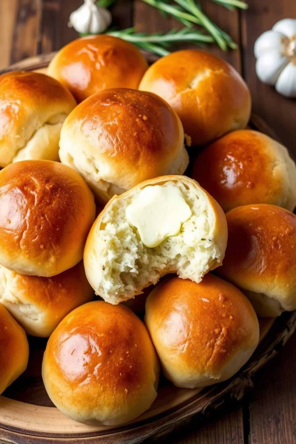 Garlic Rosemary Sour Dough Dinner Rolls