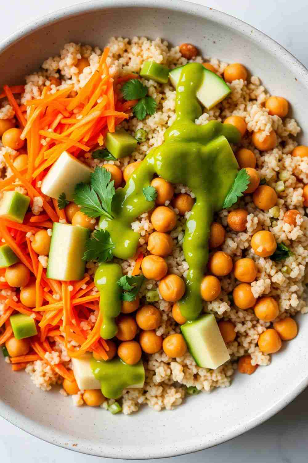Quick Buddha Bowl with Crispy Chickpeas and Avocado-Lime Dressing