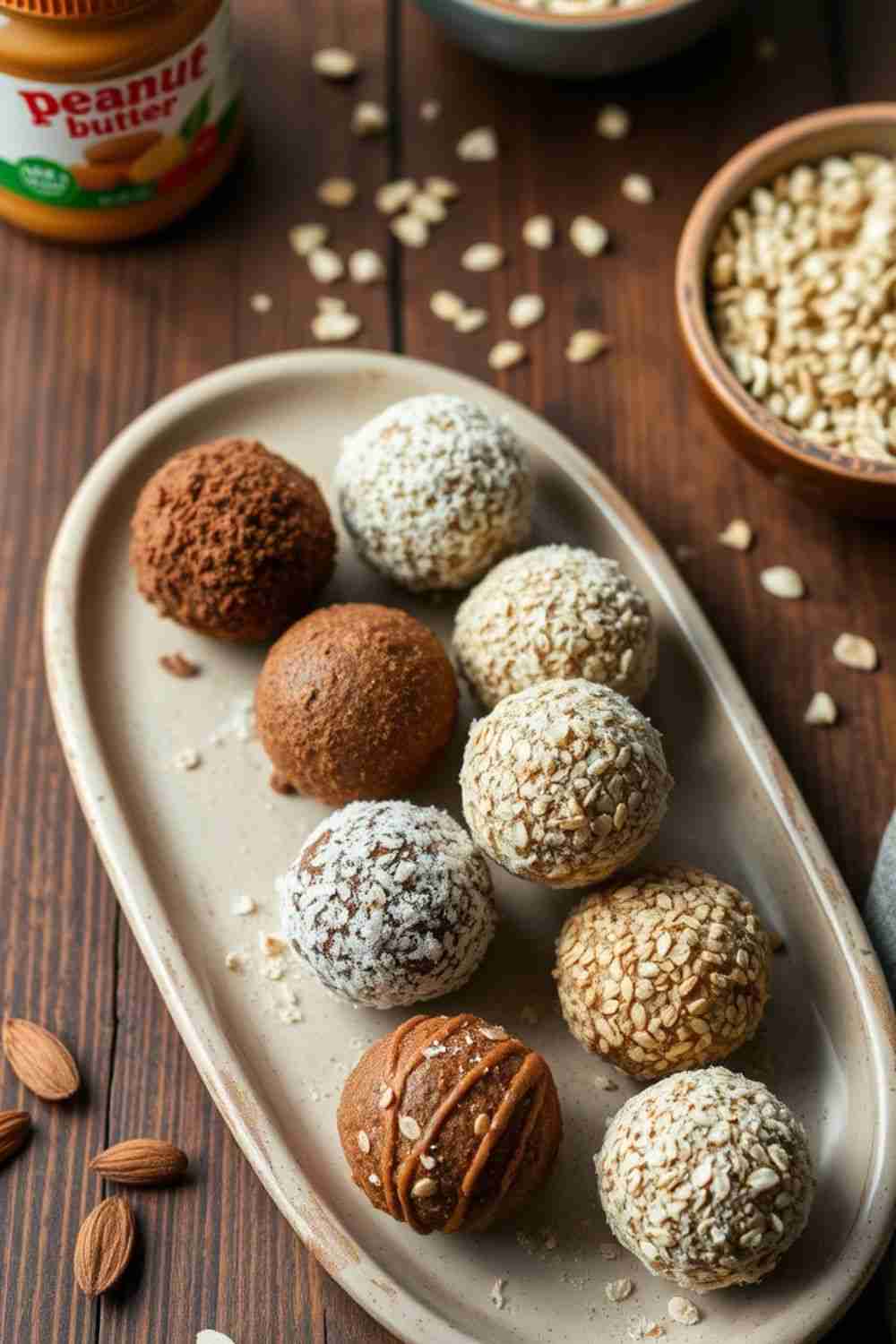 Variety-Coated Peanut Butter Oat Balls