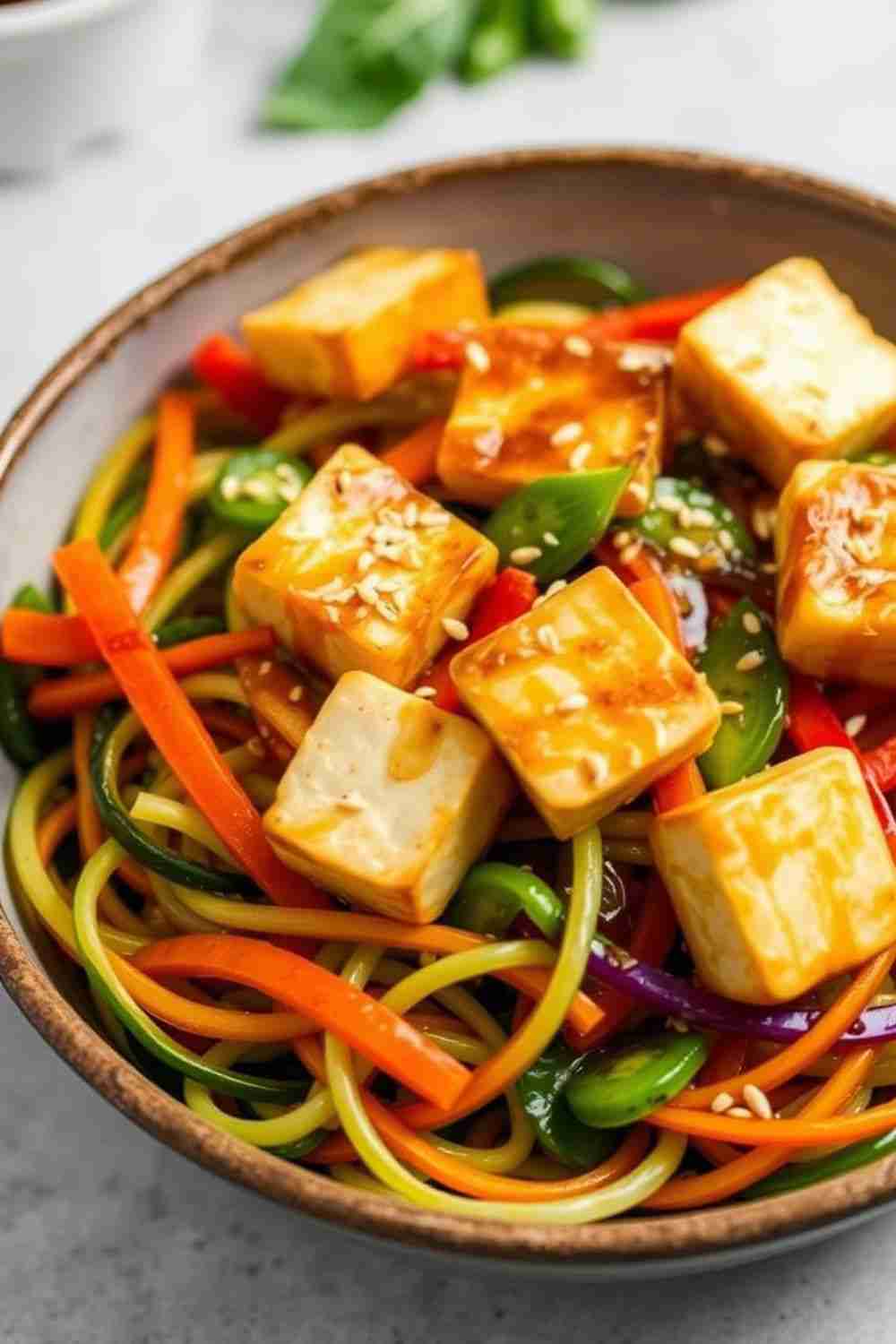 Zucchini Noodle Stir-Fry with Tamari Ginger Sauce