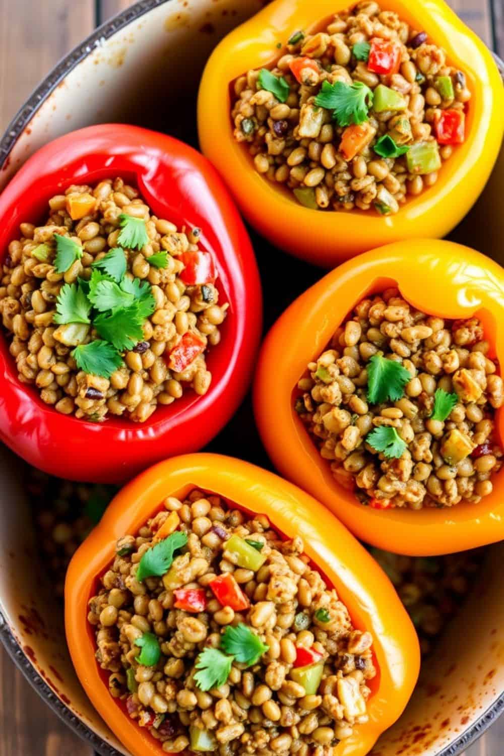 Lentil and Veggie Stuffed Bell Peppers