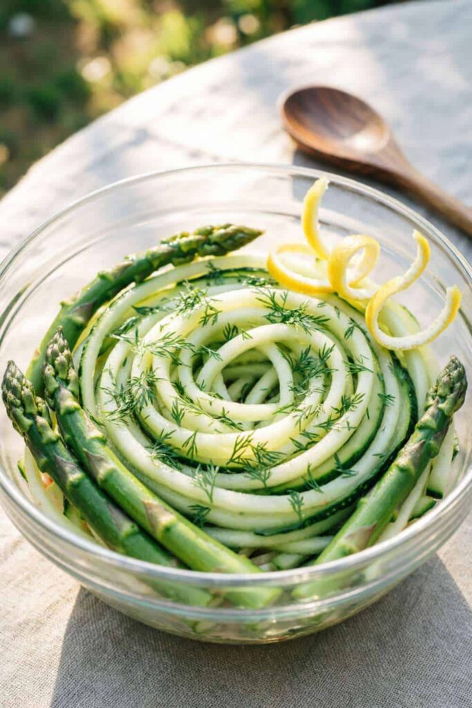 Asparagus & Cucumber Ribbon Salad with Lemon and Dill
