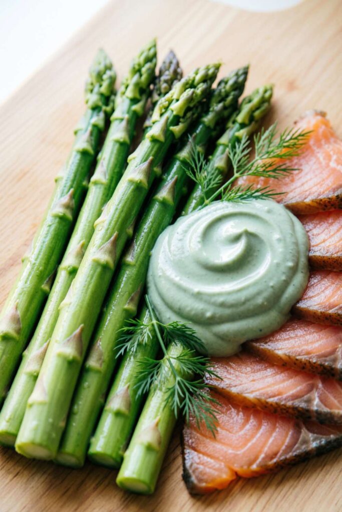 Asparagus & Smoked Salmon Salad with Horseradish Yogurt Sauce