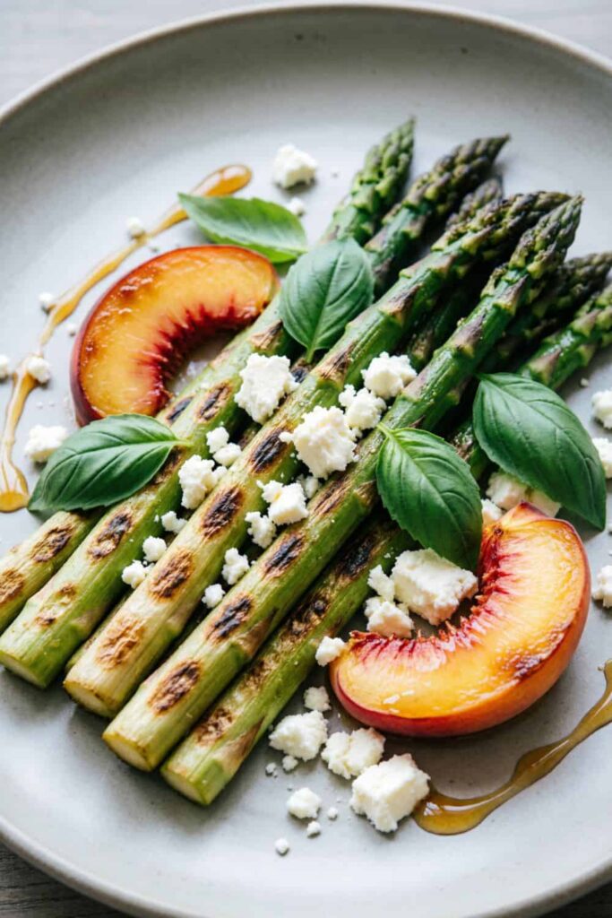 Grilled Asparagus With Peach Salad