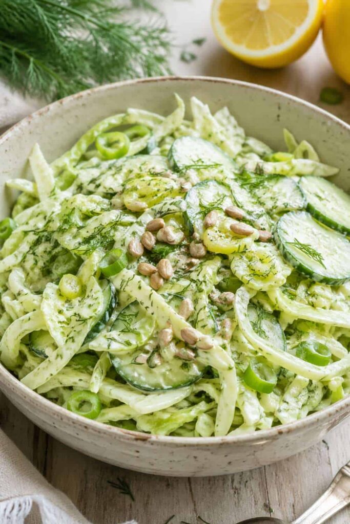 Cabbage Salad with Cucumber, Dill, and Lemon Yogurt Dressing