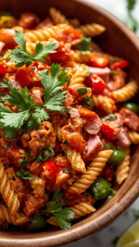 Spicy Southwest Mexican Pasta Salad with Ham