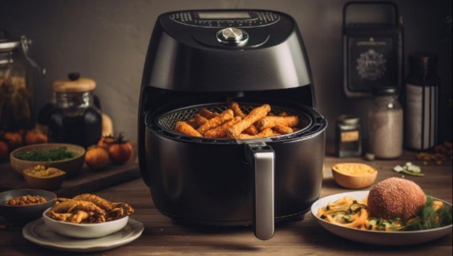 Preparing vegetables with a pastry brush for cooking in an air fryer.